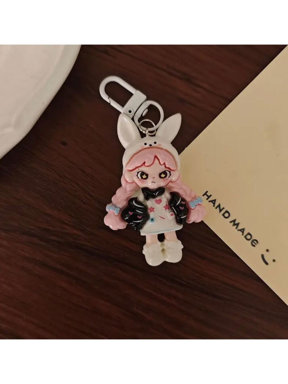 Cute Doll Phone Charm Keychain - Pink